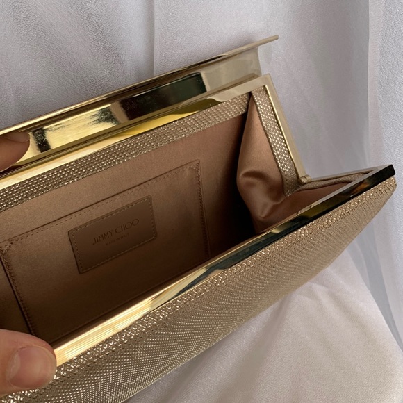 Brand New Jimmy Choo Cayla Clutch Powder Pink Glitter Mesh - Picture 4 of 8